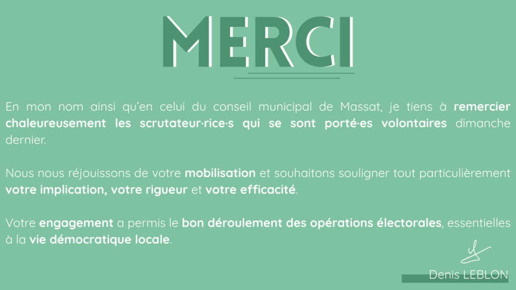 ***Remerciements Scrutateurs – scrutatrices***