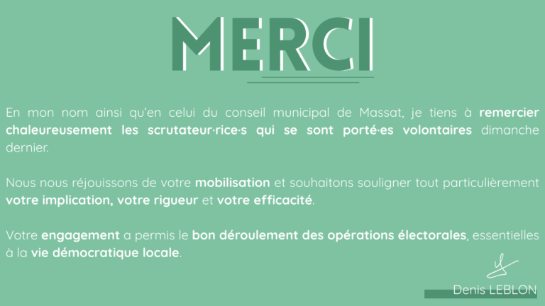 ***Remerciements Scrutateurs – scrutatrices***